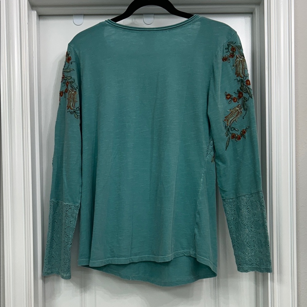 Sundance Teal Embroidered Blouse - Picture 3 of 3